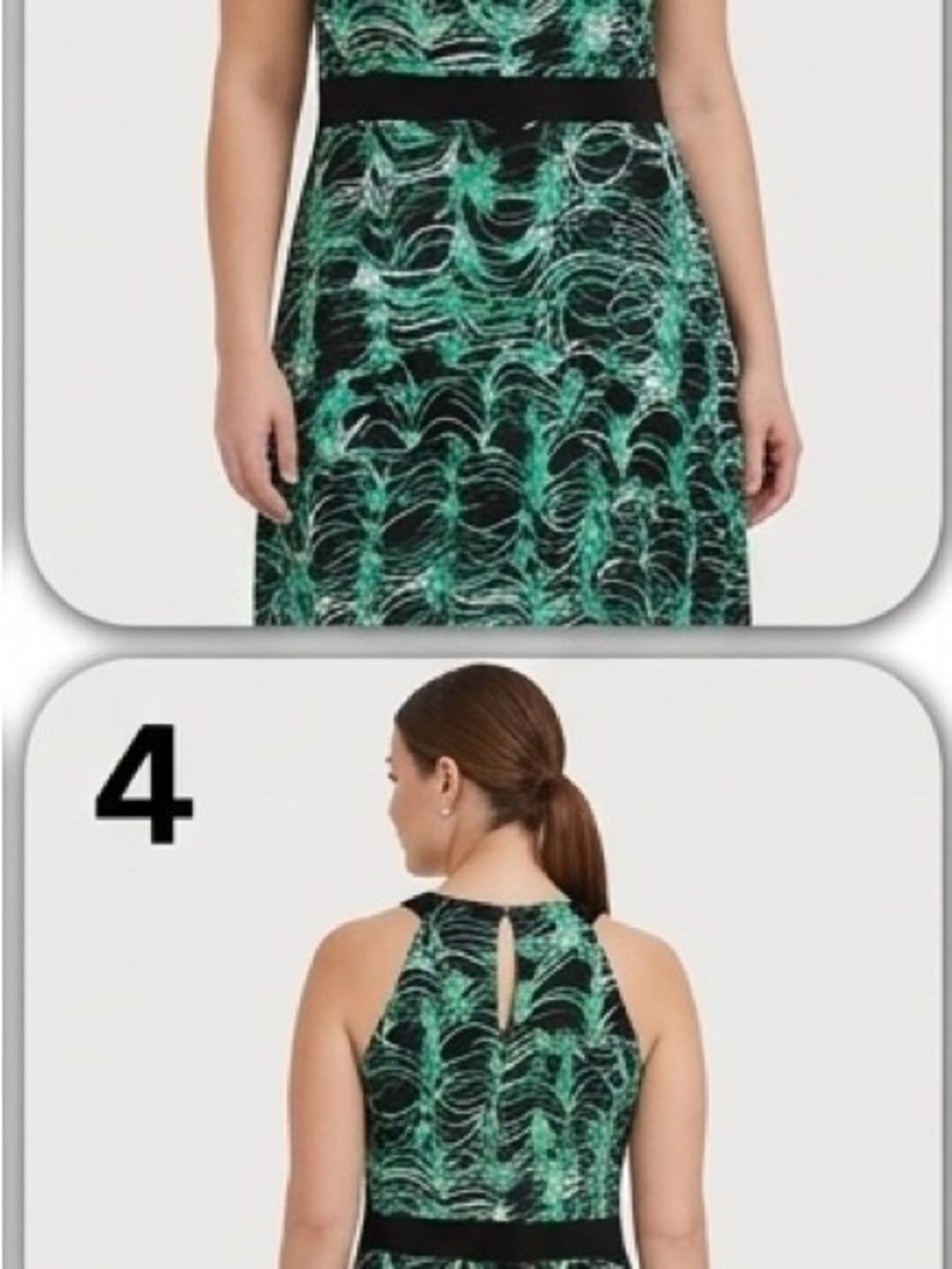 Kenar Sleeveless Green & Black Patterned Maxi Dress